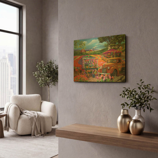 'Roadside Tulips' By Bigelow Illustrations Gold Metal Wall Art