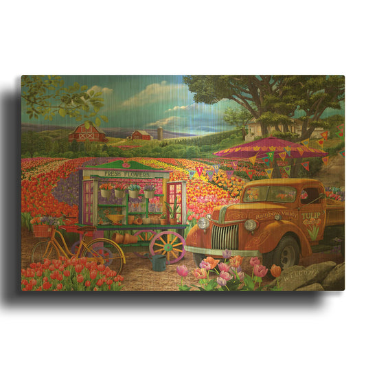 'Roadside Tulips' By Bigelow Illustrations Gold Metal Wall Art