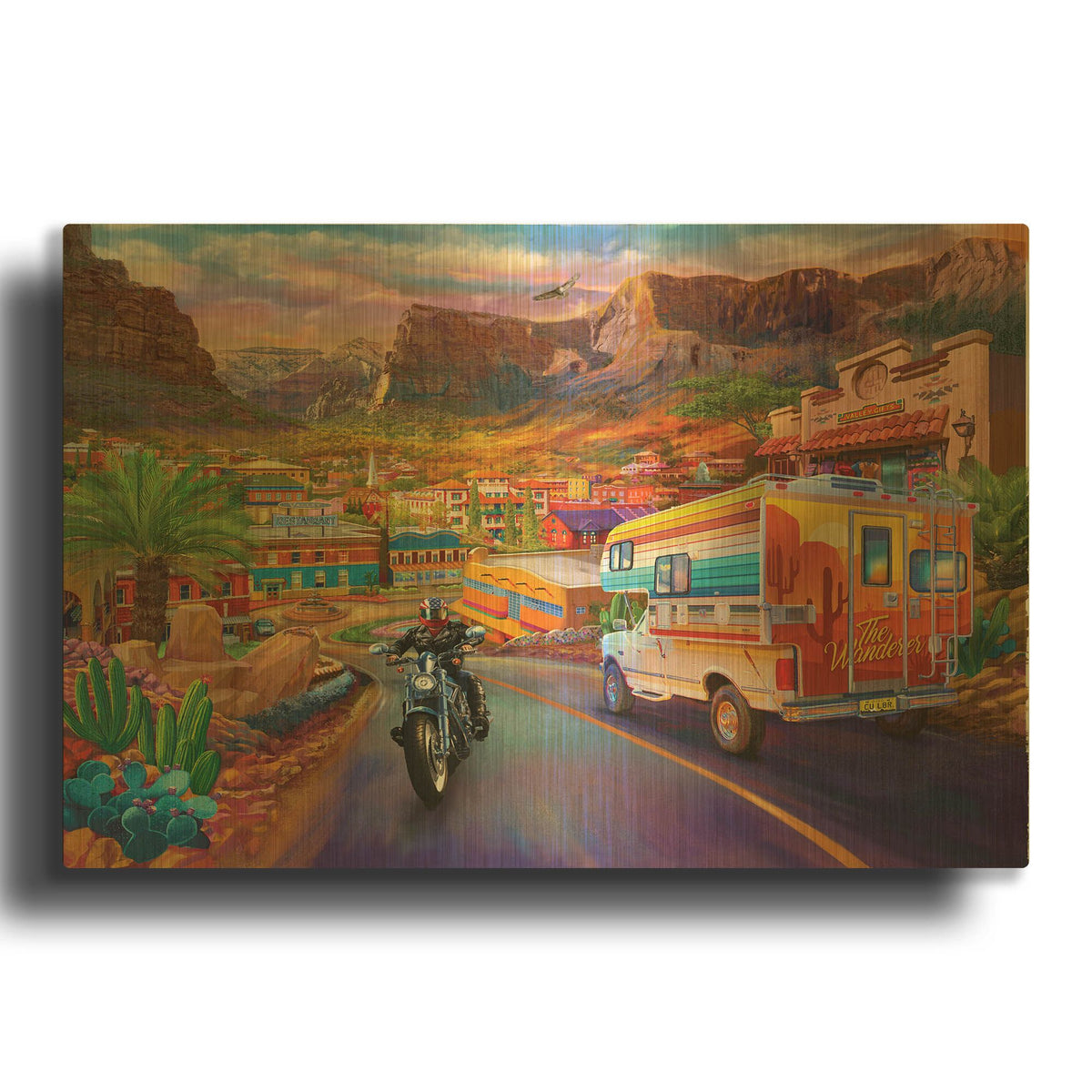 'Southwest Trip' By Bigelow Illustrations Gold Metal Wall Art