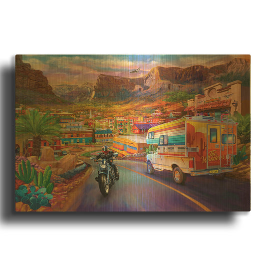 'Southwest Trip' By Bigelow Illustrations Gold Metal Wall Art