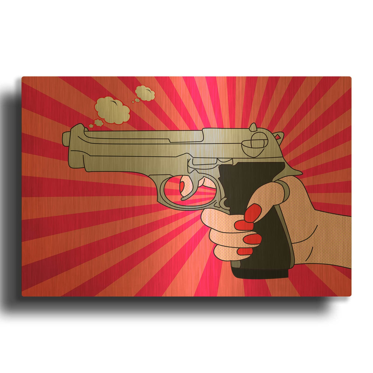 'Stock-Vector-Pointed-Gun-Illustration-136690664' By Mark Ashkenazi Gold Metal Wall Art