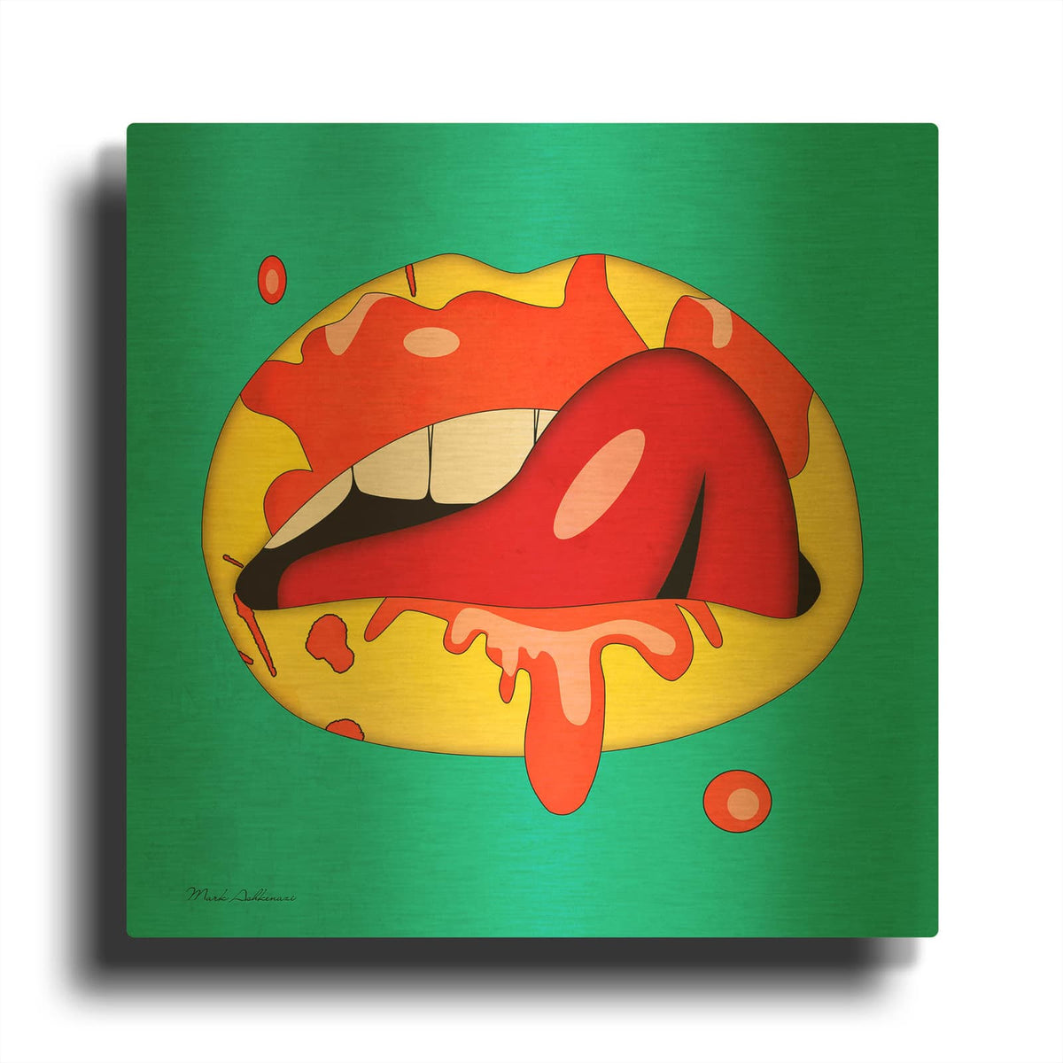 'Lips' By Mark Ashkenazi Gold Metal Wall Art