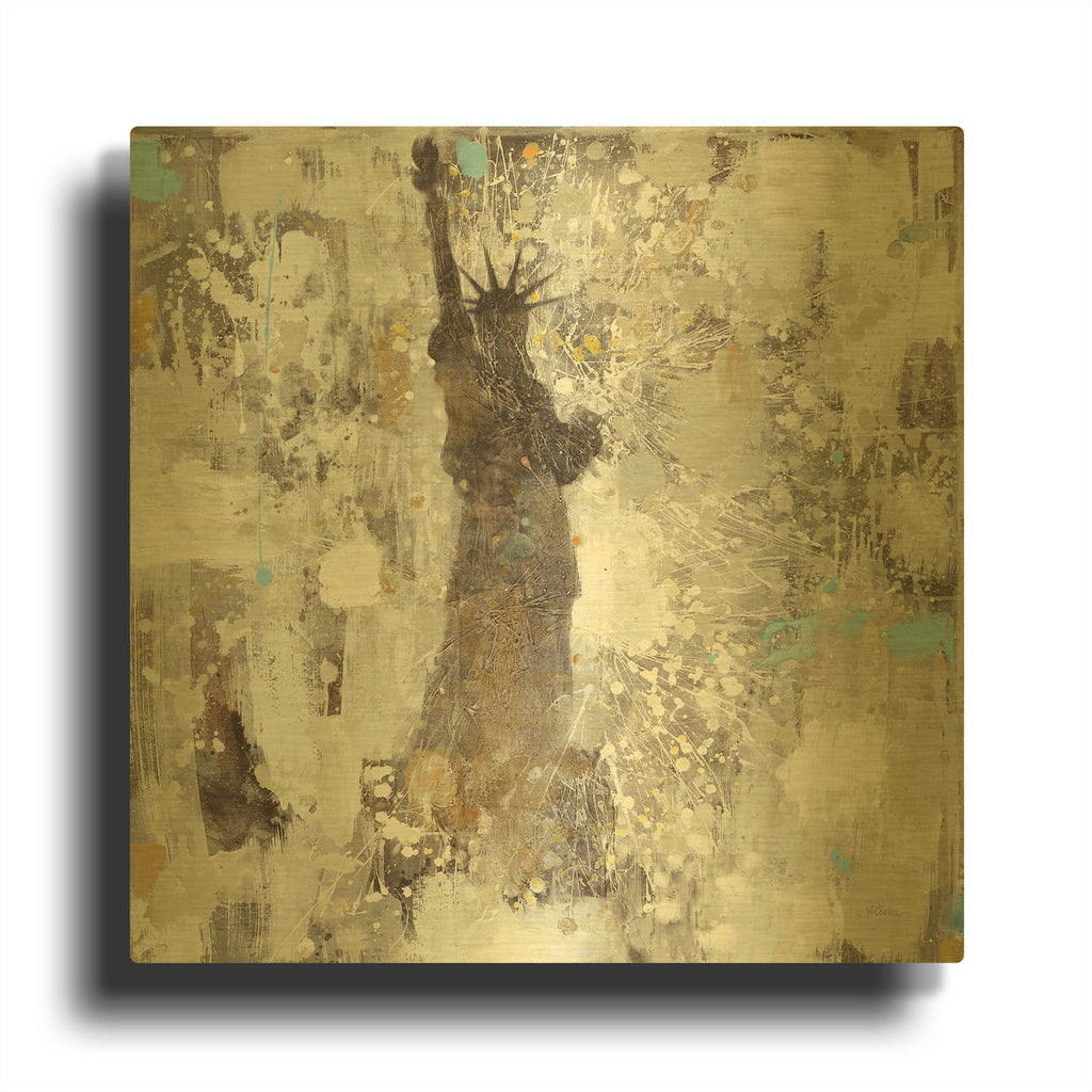 'Statue of Liberty Neutral' By Albena Hristova Gold Metal Wall Art