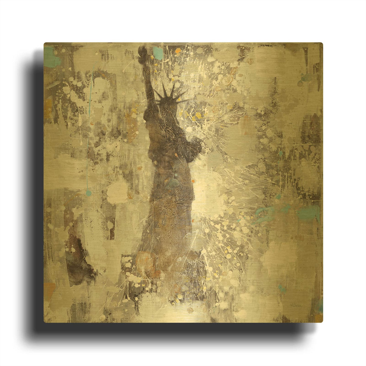 'Statue of Liberty Neutral' By Albena Hristova Gold Metal Wall Art