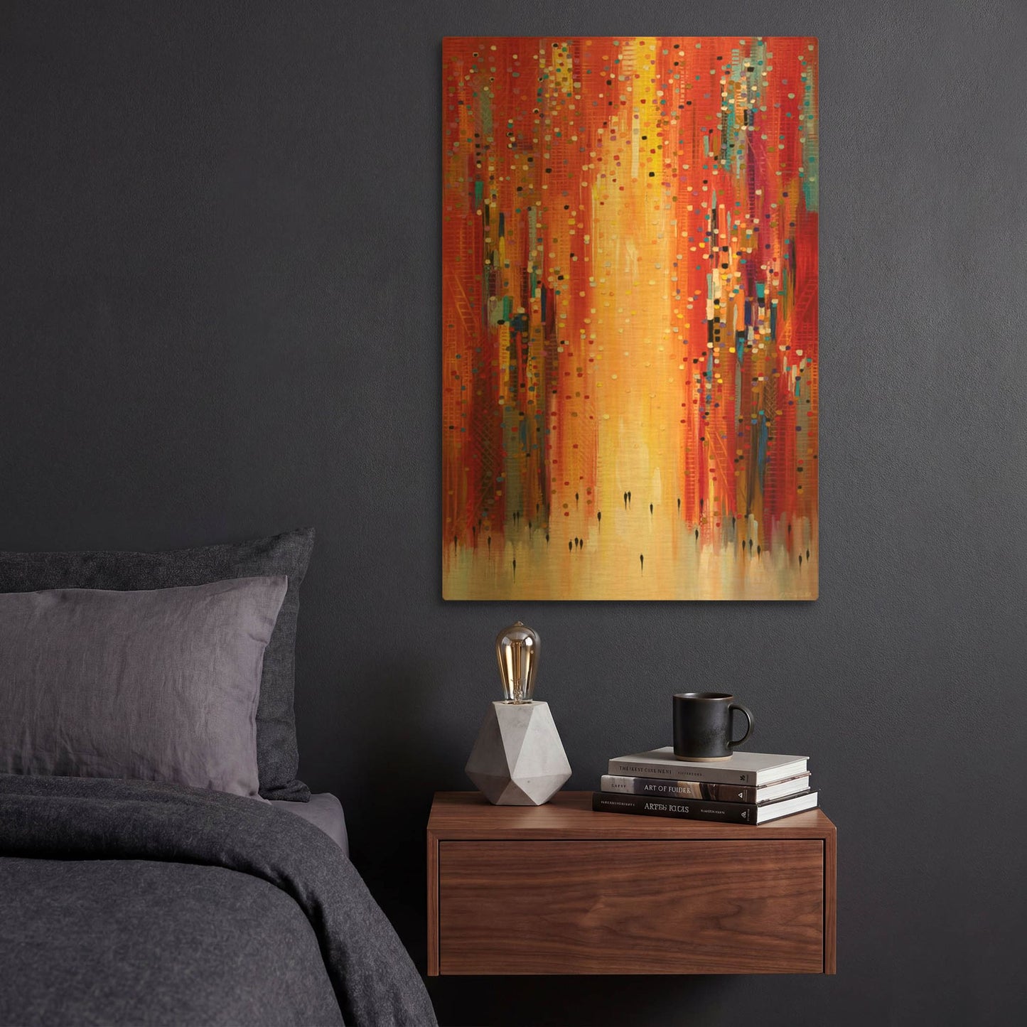 'Red Sky' By Ekaterina Ermilkina Gold Metal Wall Art