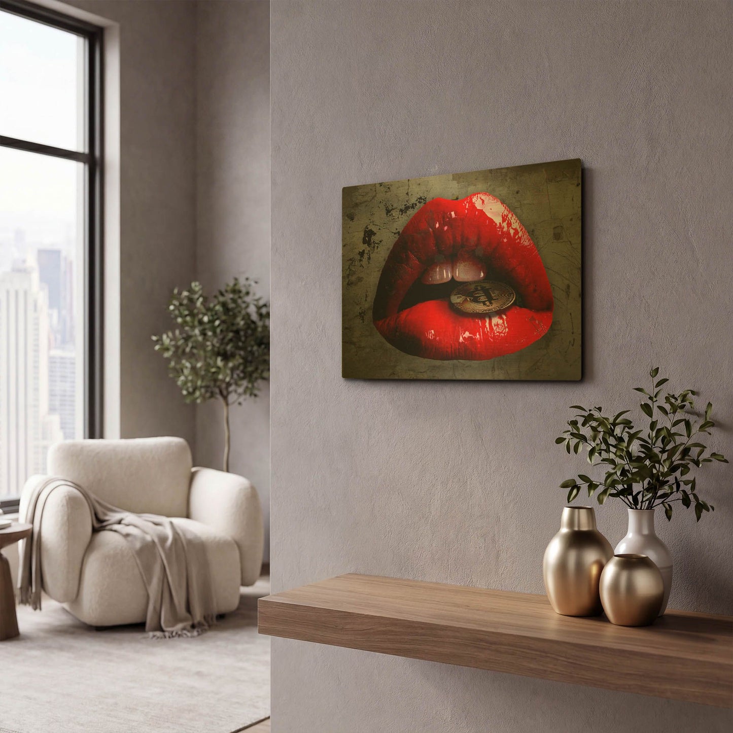 'Bit Me Bitcoin' By LUXE Gold Metal Wall Art