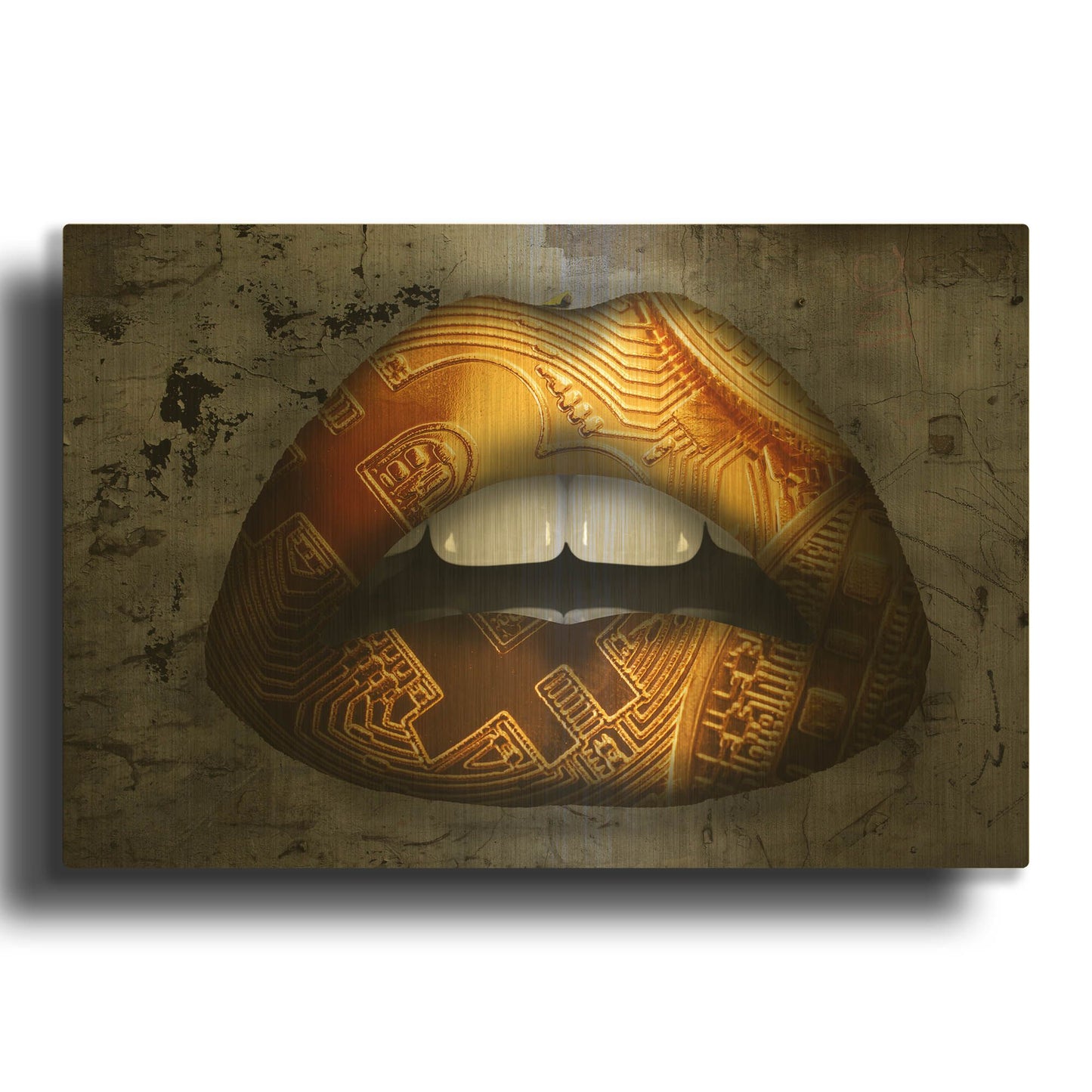 'Bitcoin Lipstick' By LUXE Gold Metal Wall Art