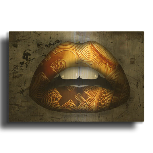 'Bitcoin Lipstick' By LUXE Gold Metal Wall Art