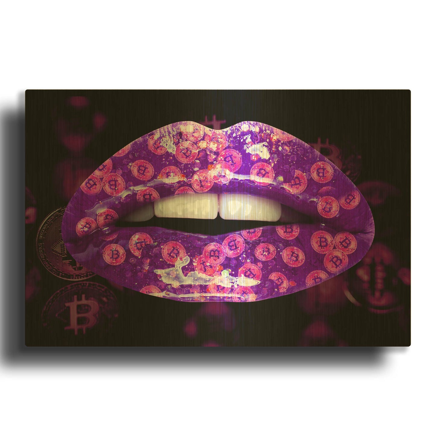 'Bitcoin Milkshake Amethyst' By LUXE Gold Metal Wall Art