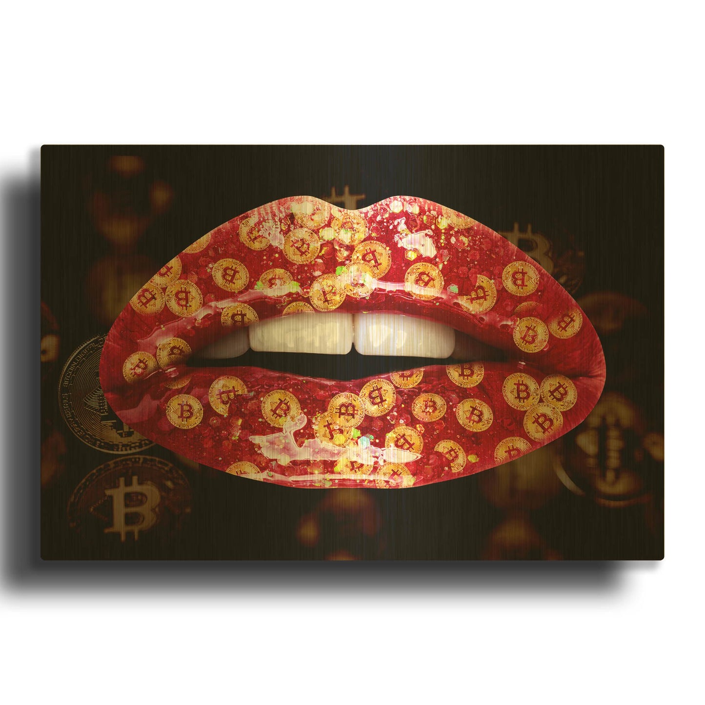 'Bitcoin Milkshake Ruby' By LUXE Gold Metal Wall Art