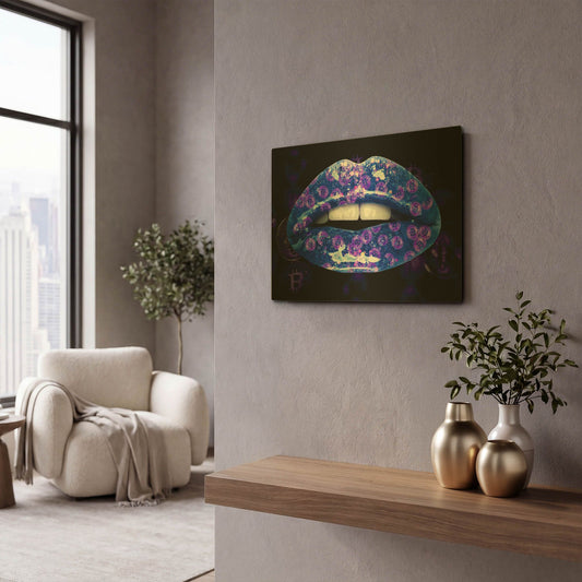 'Bitcoin Milkshake Sapphire' By LUXE Gold Metal Wall Art