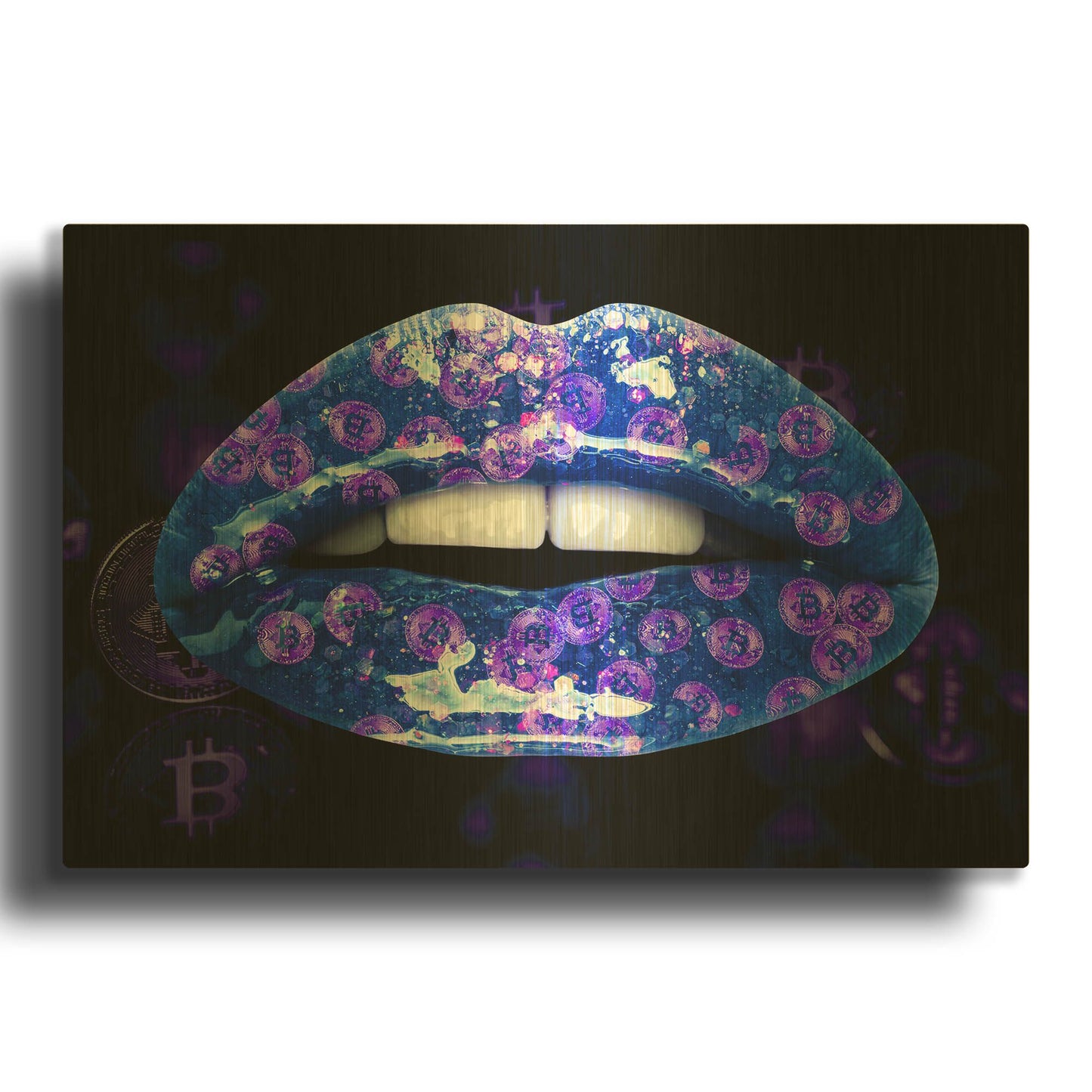 'Bitcoin Milkshake Sapphire' By LUXE Gold Metal Wall Art