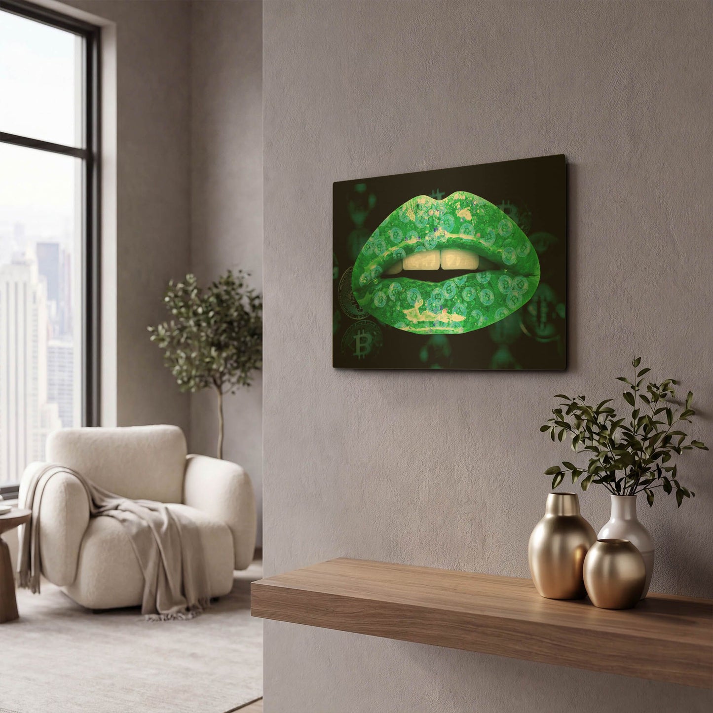 'Bitcoin Milkshake Turquoise' By LUXE Gold Metal Wall Art