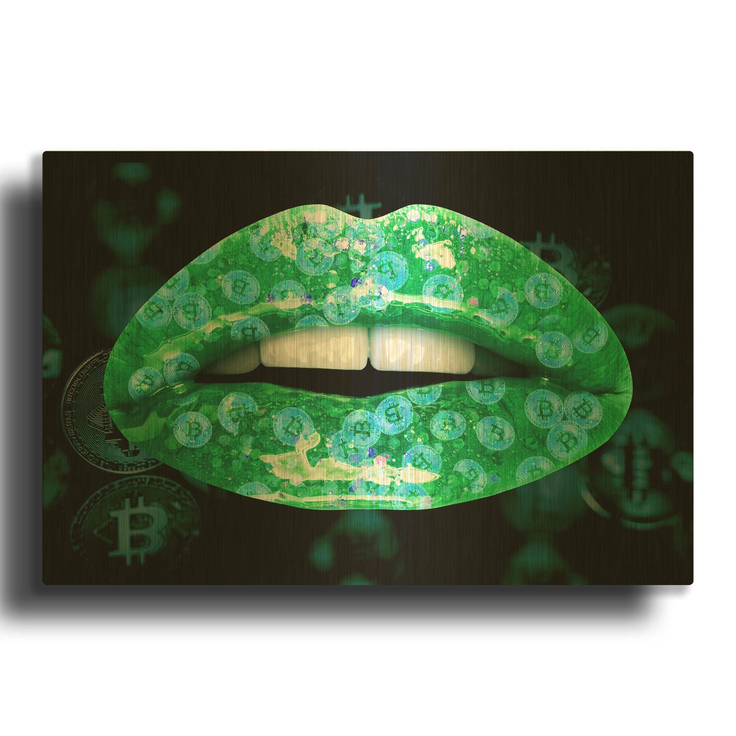 'Bitcoin Milkshake Turquoise' By LUXE Gold Metal Wall Art