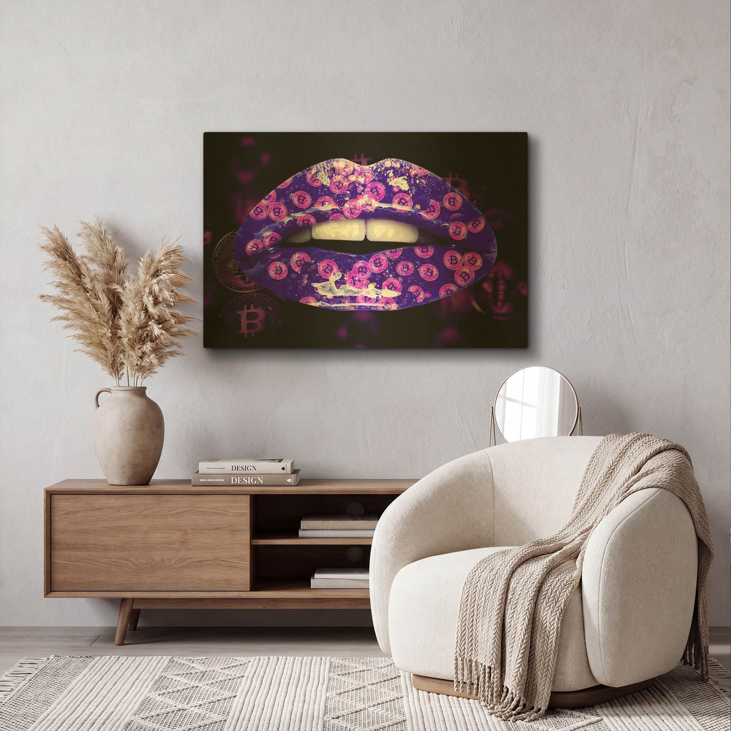 'Bitcoin Milkshake Violet' By LUXE Gold Metal Wall Art