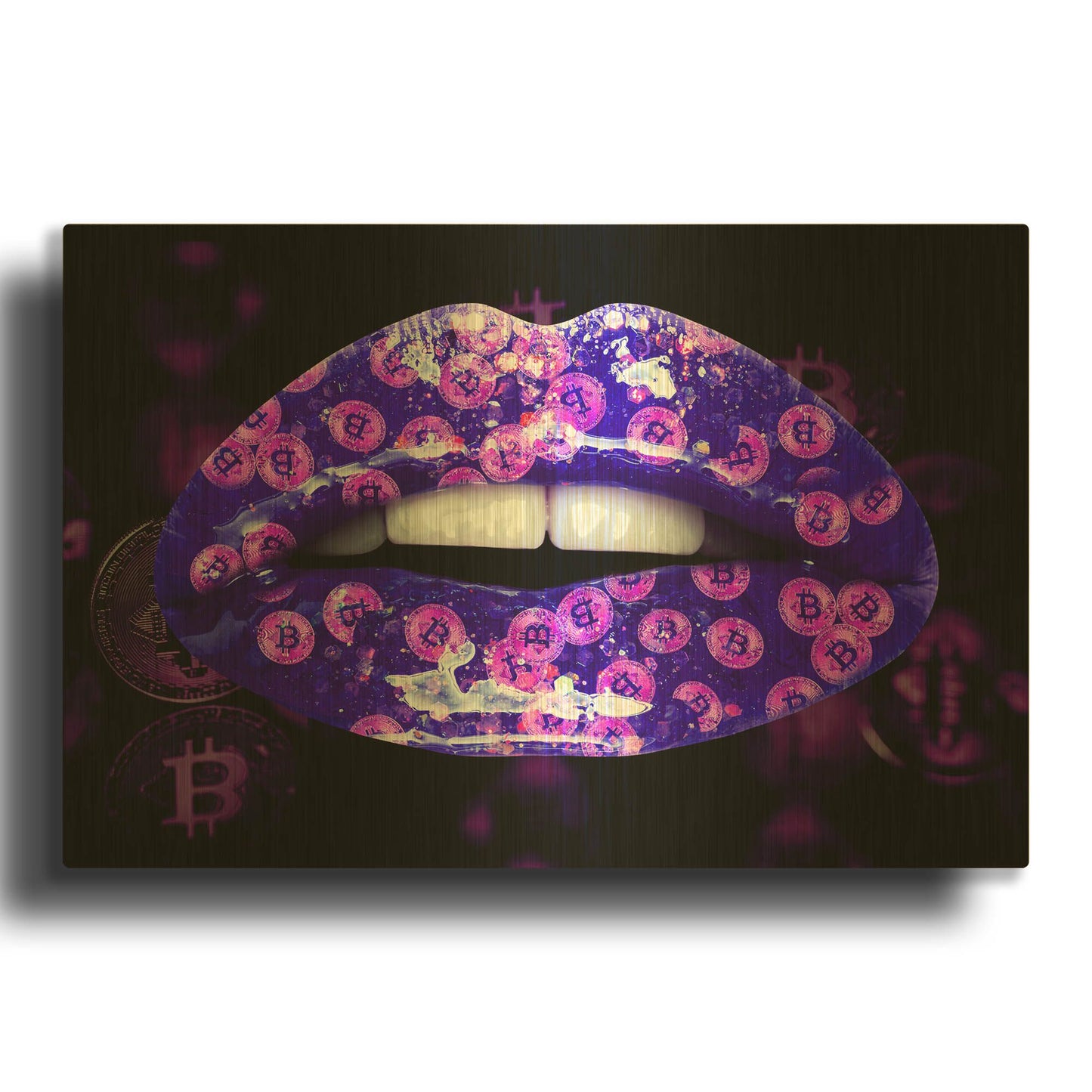 'Bitcoin Milkshake Violet' By LUXE Gold Metal Wall Art