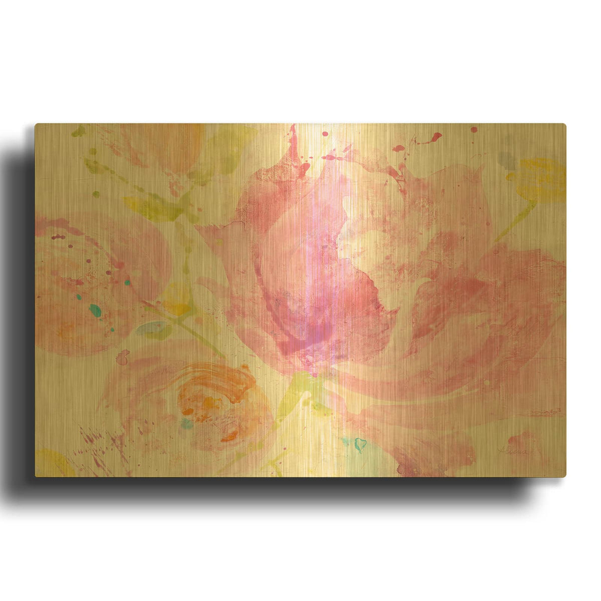 'Spring Abstracts Florals II' By Albena Hristova Gold Metal Wall Art