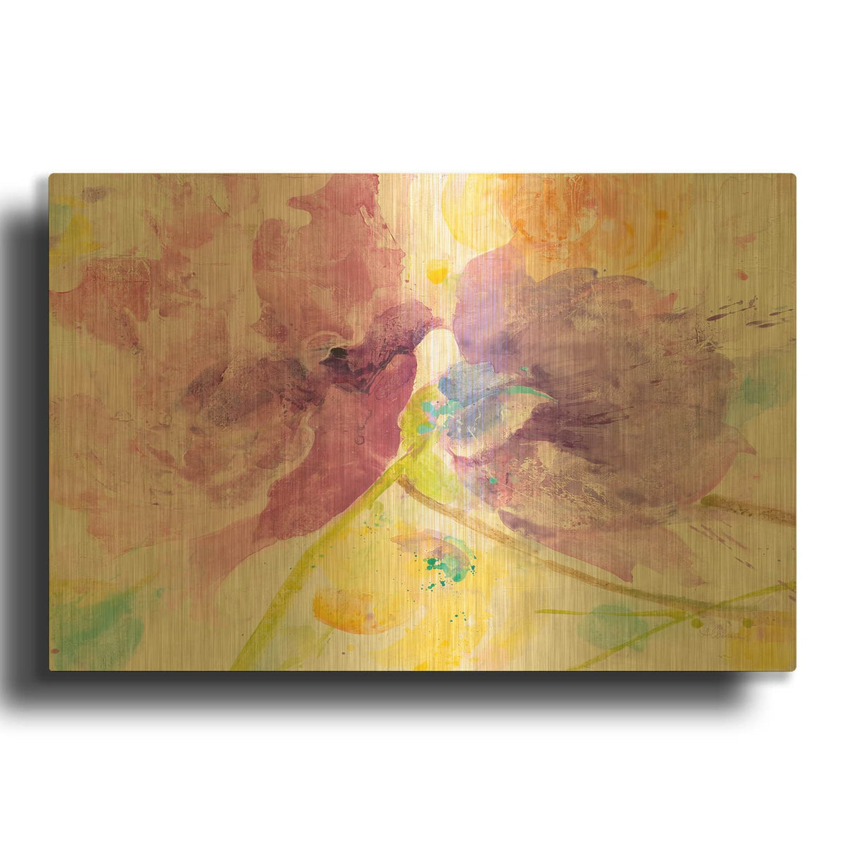 'Spring Abstracts Florals I' By Albena Hristova Gold Metal Wall Art