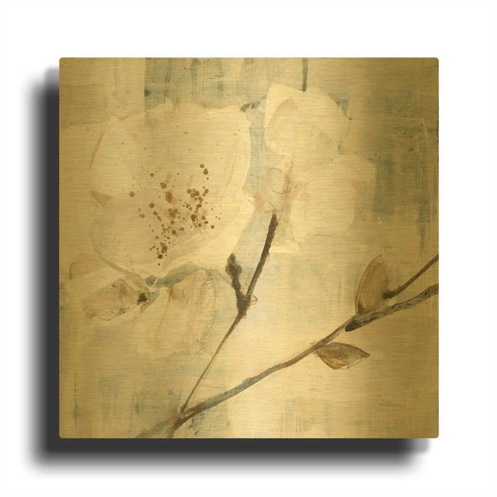 'Elegance I Greige' By Albena Hristova Gold Metal Wall Art