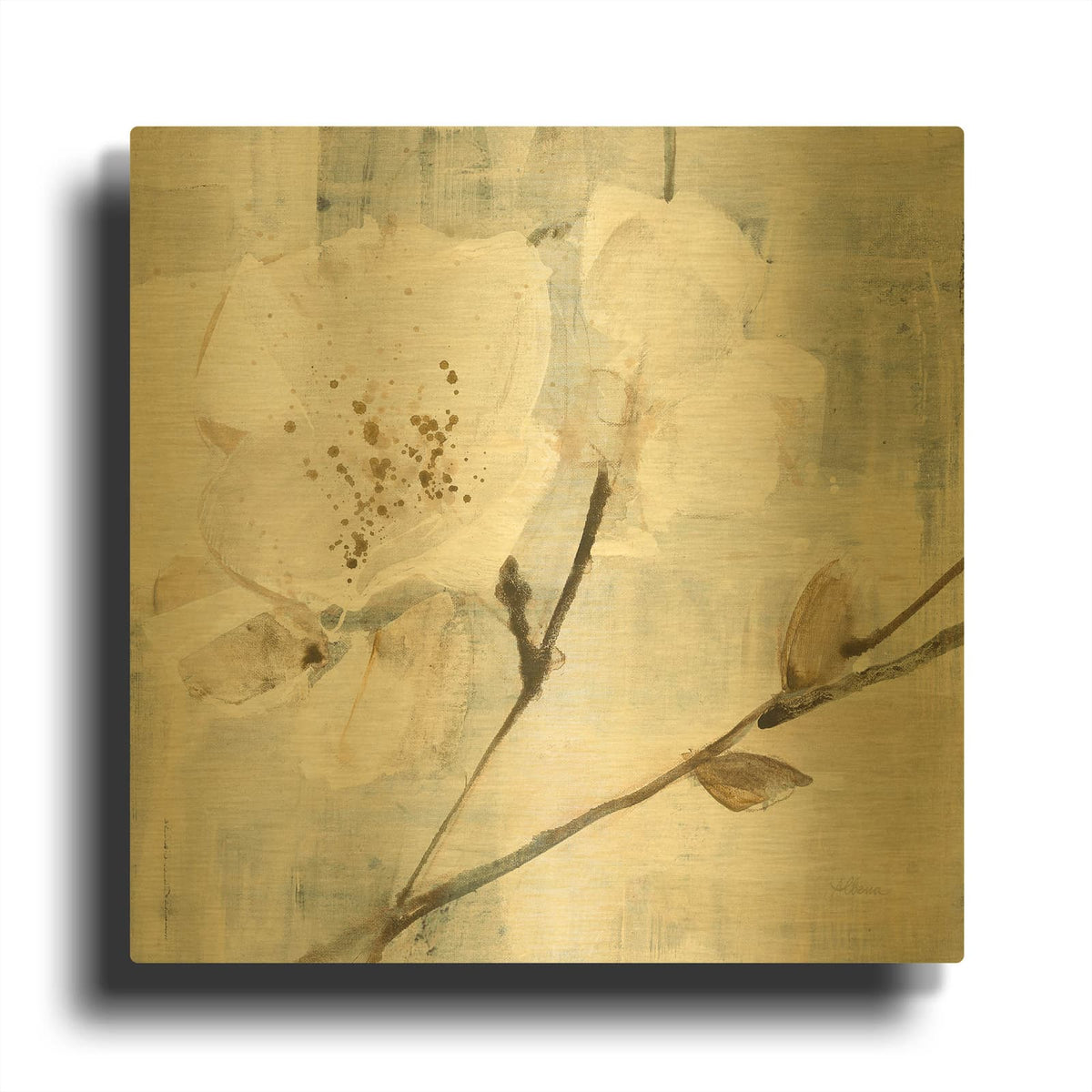 'Elegance I Greige' By Albena Hristova Gold Metal Wall Art
