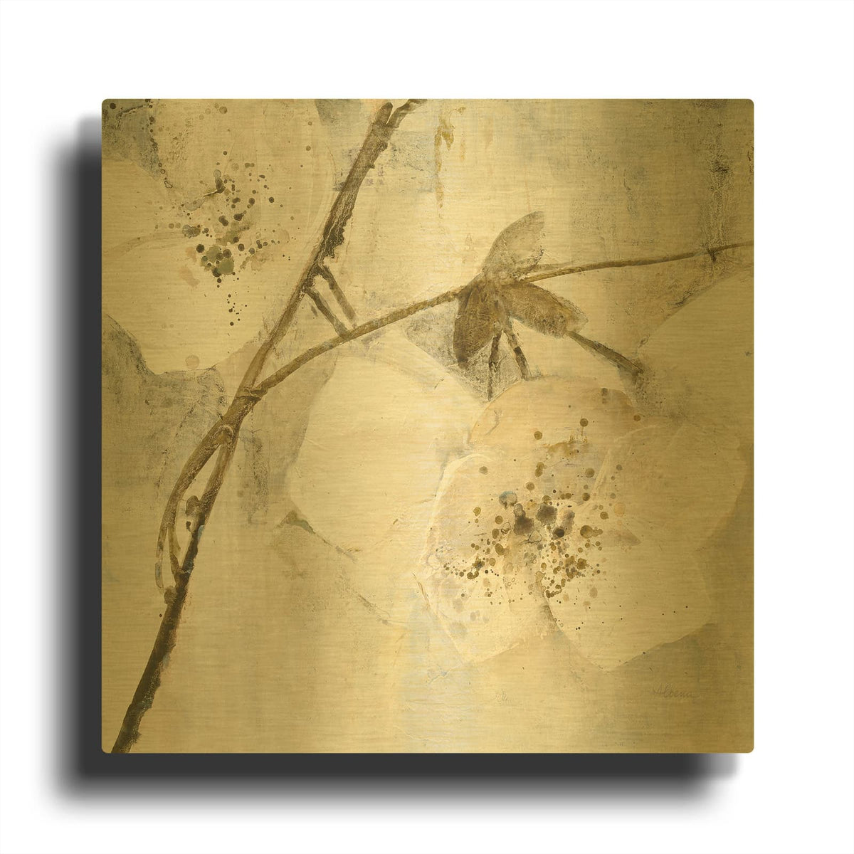 'Elegance II Greige' By Albena Hristova Gold Metal Wall Art