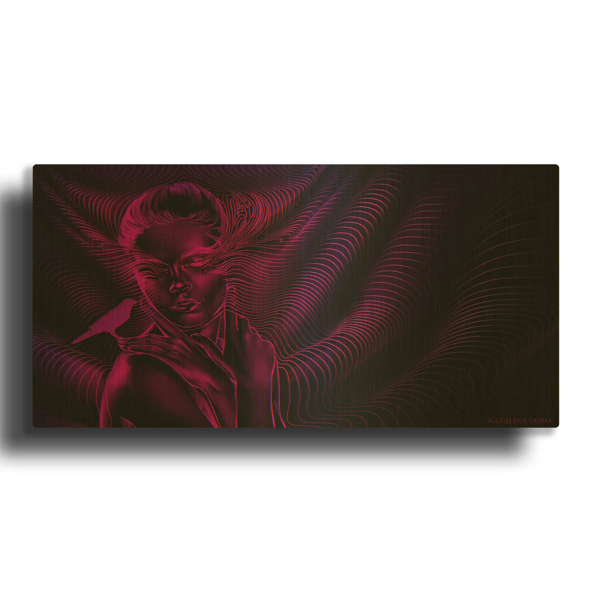 'Kusama Crypto' By Katalina Ooma Gold Metal Wall Art