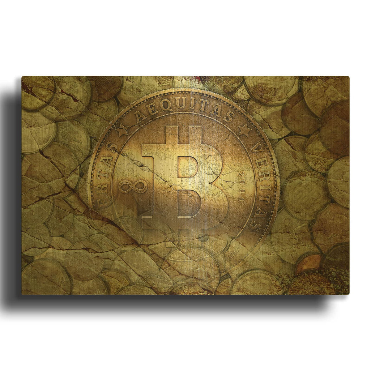 'Bitcoin-New Age One' By Steve Hunziker OOB Gold Metal Wall Art