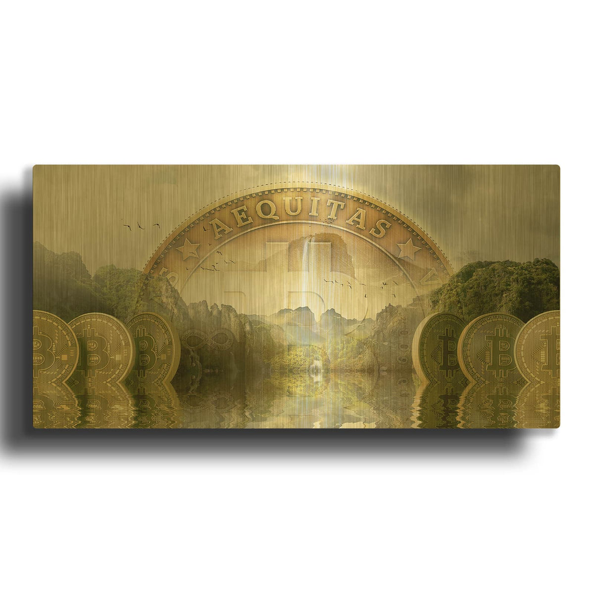 'Bitcoin New Age Two' By Steve Hunziker OOB Gold Metal Wall Art