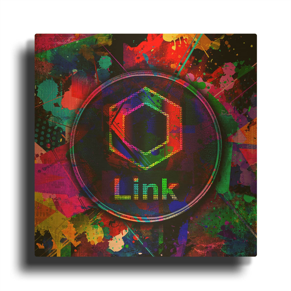 'Link Crypto Coin Color' By Epic Portfolio Gold Metal Wall Art