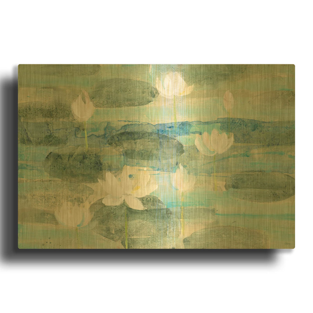'Water Lilies Bright' By Albena Hristova Gold Metal Wall Art