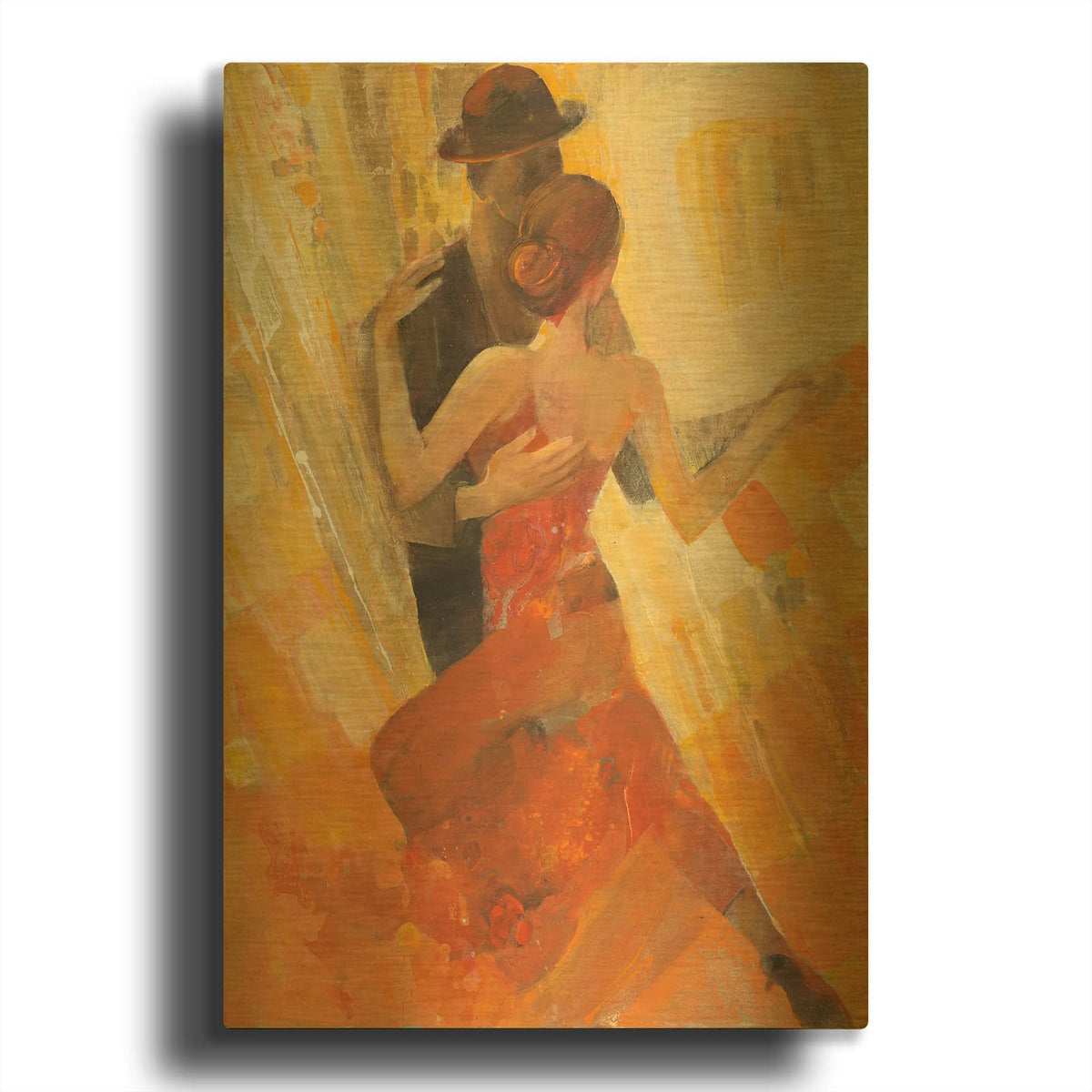 'Tango' By Albena Hristova Gold Metal Wall Art