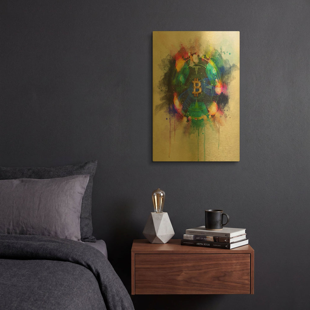 'Bitcoin Era 3' By Surma and Guillen Gold Metal Wall Art