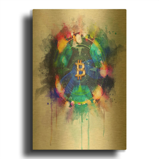 'Bitcoin Era 3' By Surma and Guillen Gold Metal Wall Art