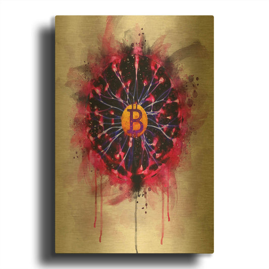 'Bitcoin Future' By Surma and Guillen Gold Metal Wall Art