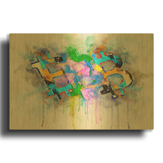 'Bitcoin Abstract' By Surma and Guillen Gold Metal Wall Art