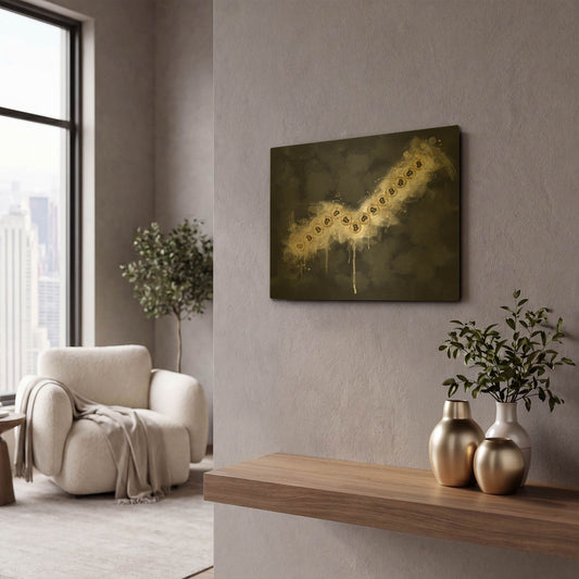 'Bitcoin Going Up' By Surma and Guillen Gold Metal Wall Art