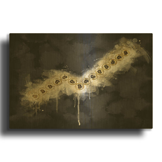 'Bitcoin Going Up' By Surma and Guillen Gold Metal Wall Art