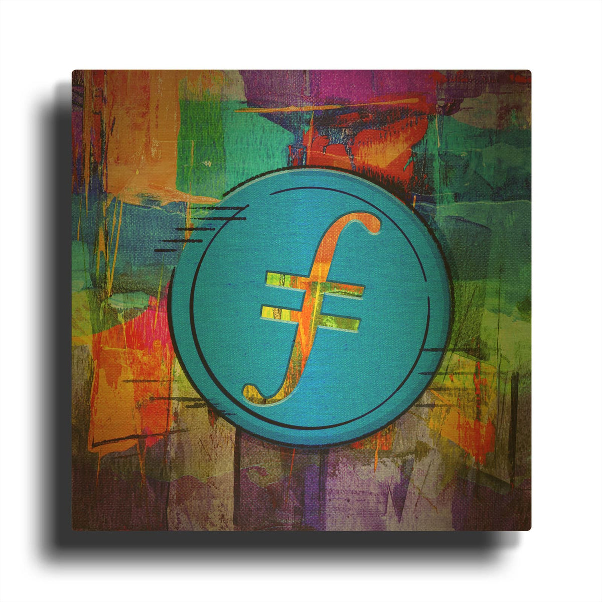 'FIL Filecoin Crypto Coin,' By Epic Portfolio Gold Metal Wall Art