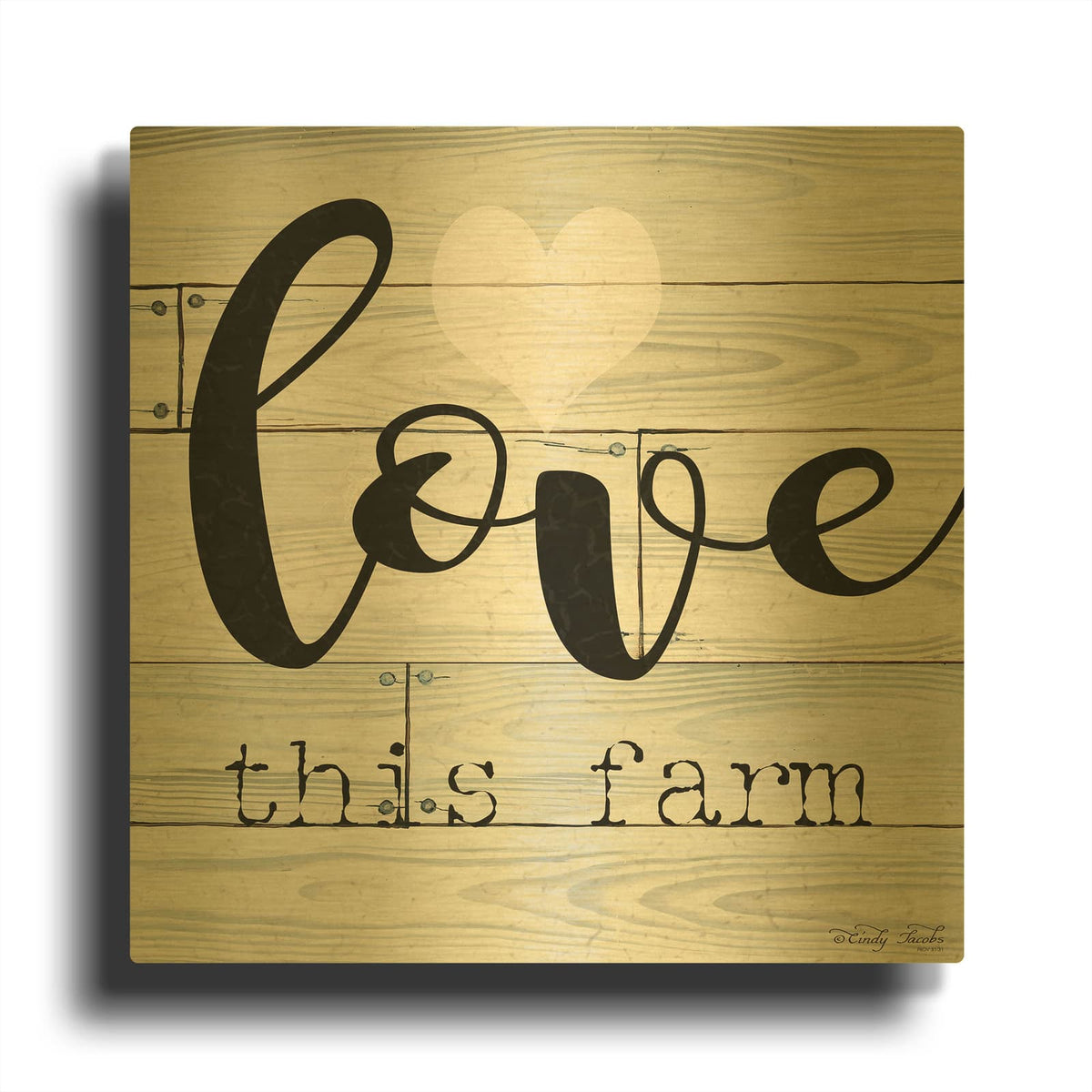 'Love This Farm' By Cindy Jacobs Gold Metal Wall Art