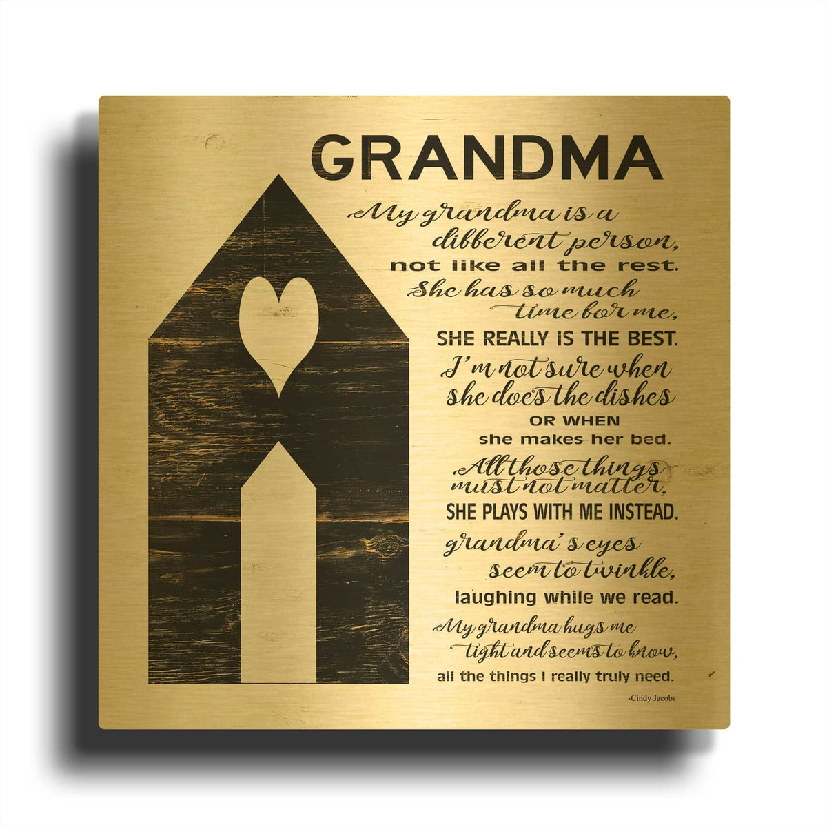 'My Grandma is the Best' By Cindy Jacobs Gold Metal Wall Art