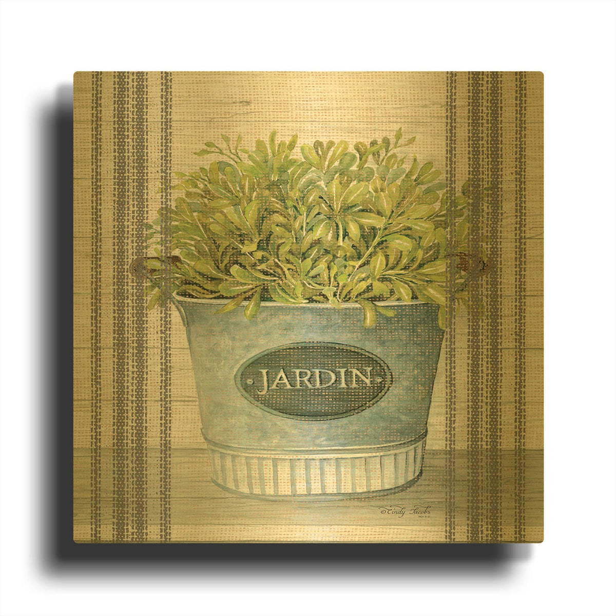 'Galvanized Jardin' By Cindy Jacobs Gold Metal Wall Art