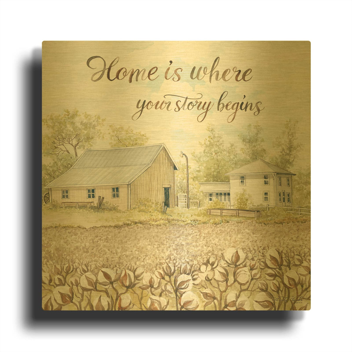 'Home Is Where Your Story Begins' By Cindy Jacobs Gold Metal Wall Art