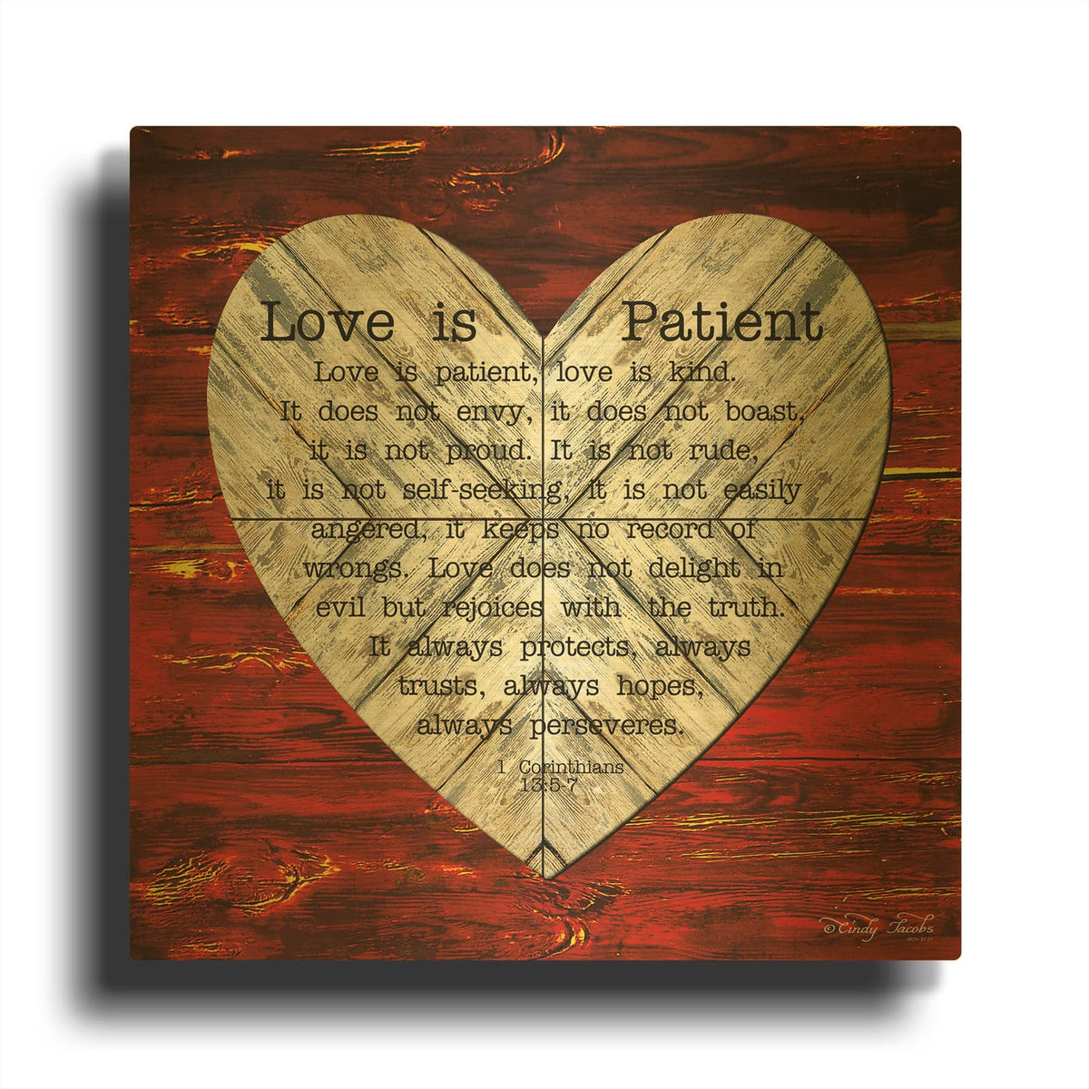 'Love is Patient' By Cindy Jacobs Gold Metal Wall Art