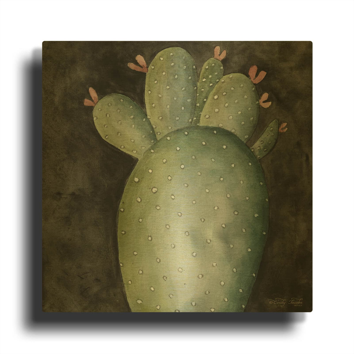 'Big Blooming Cactus II' By Cindy Jacobs Gold Metal Wall Art