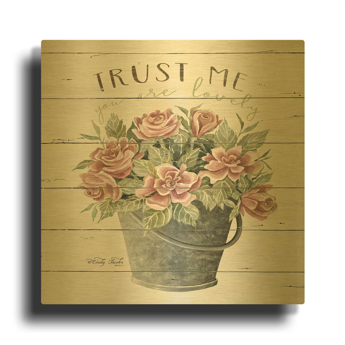 'Trust Me' By Cindy Jacobs Gold Metal Wall Art