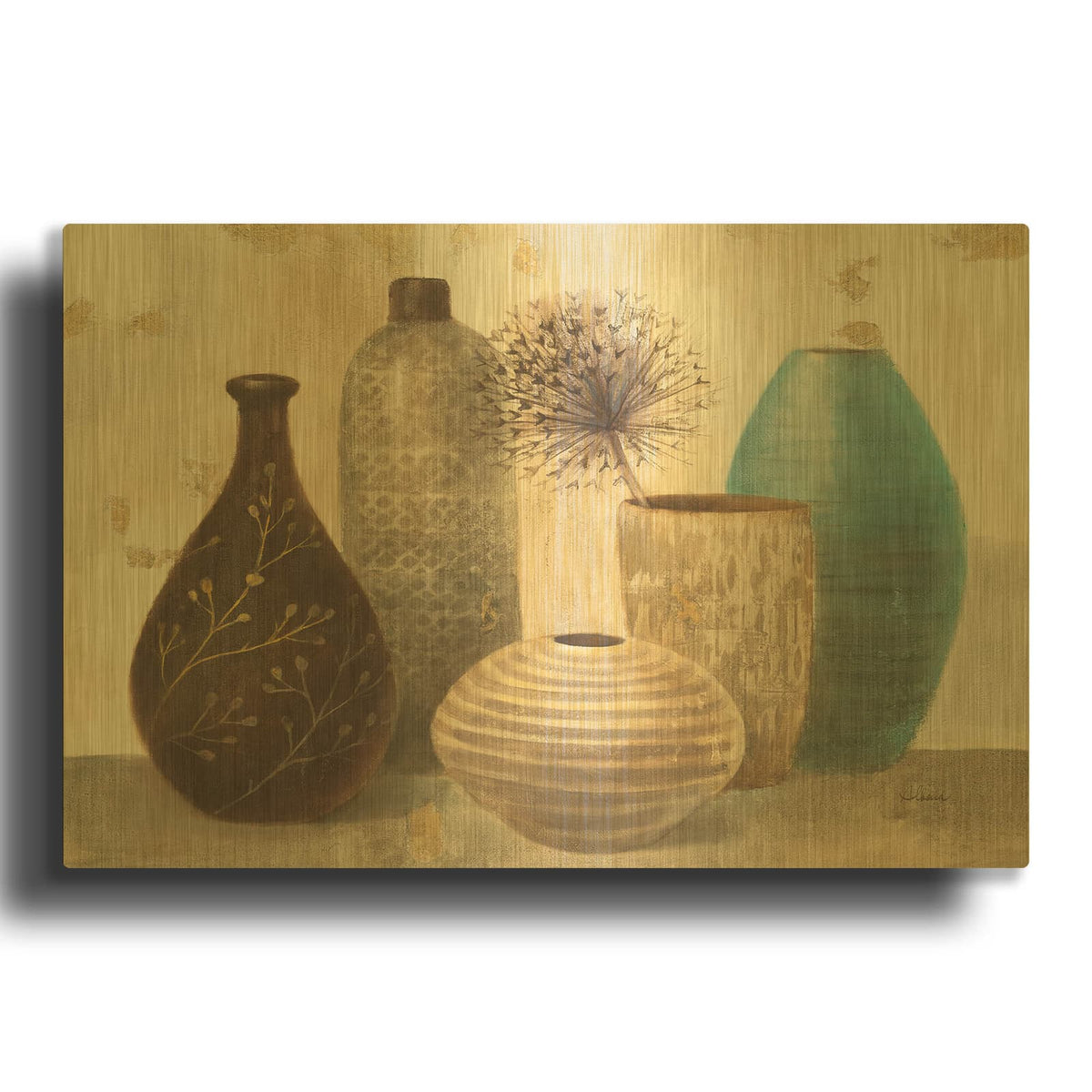 'Vessel Still Life II' By Albena Hristova Gold Metal Wall Art