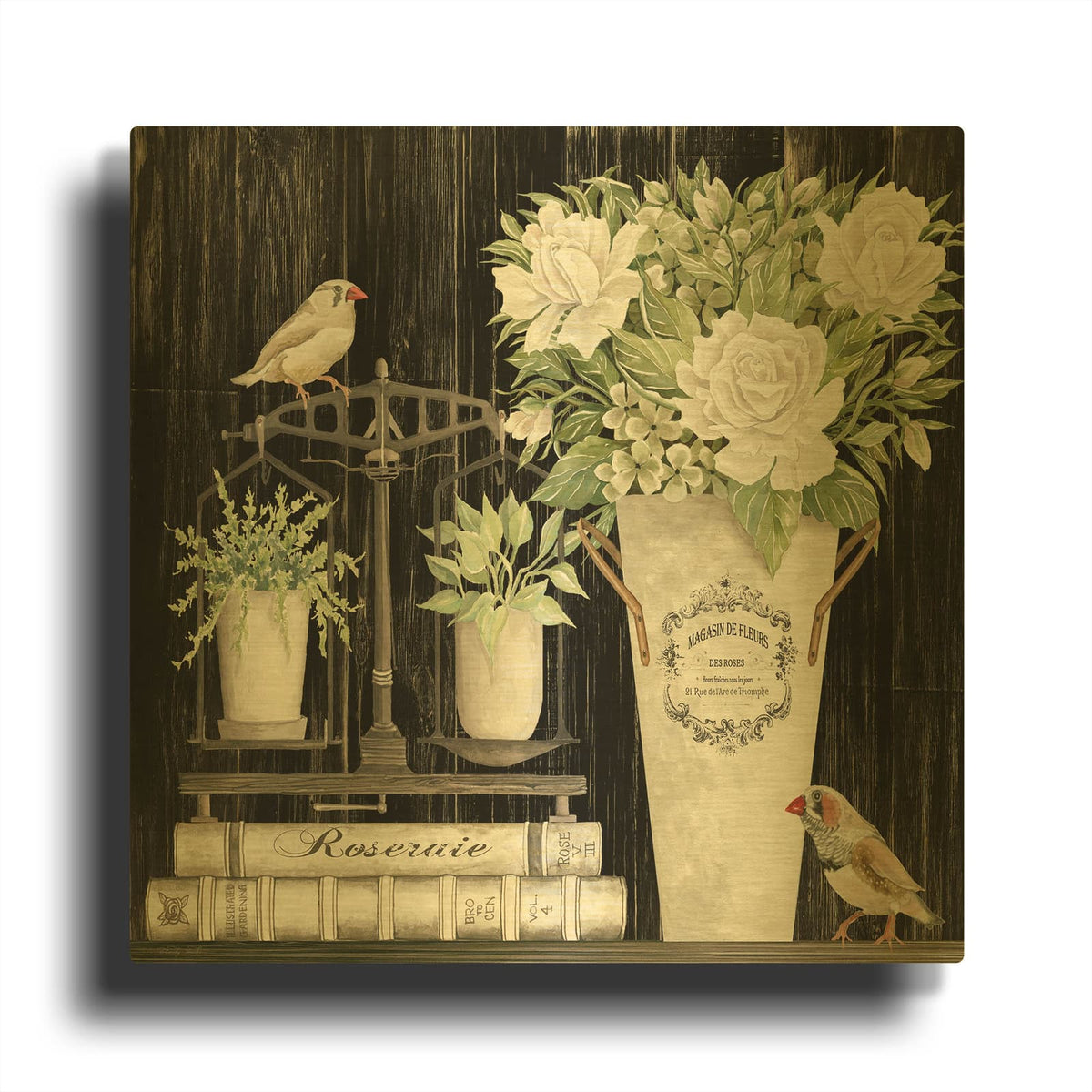 'Roses and Scales' By Cindy Jacobs Gold Metal Wall Art