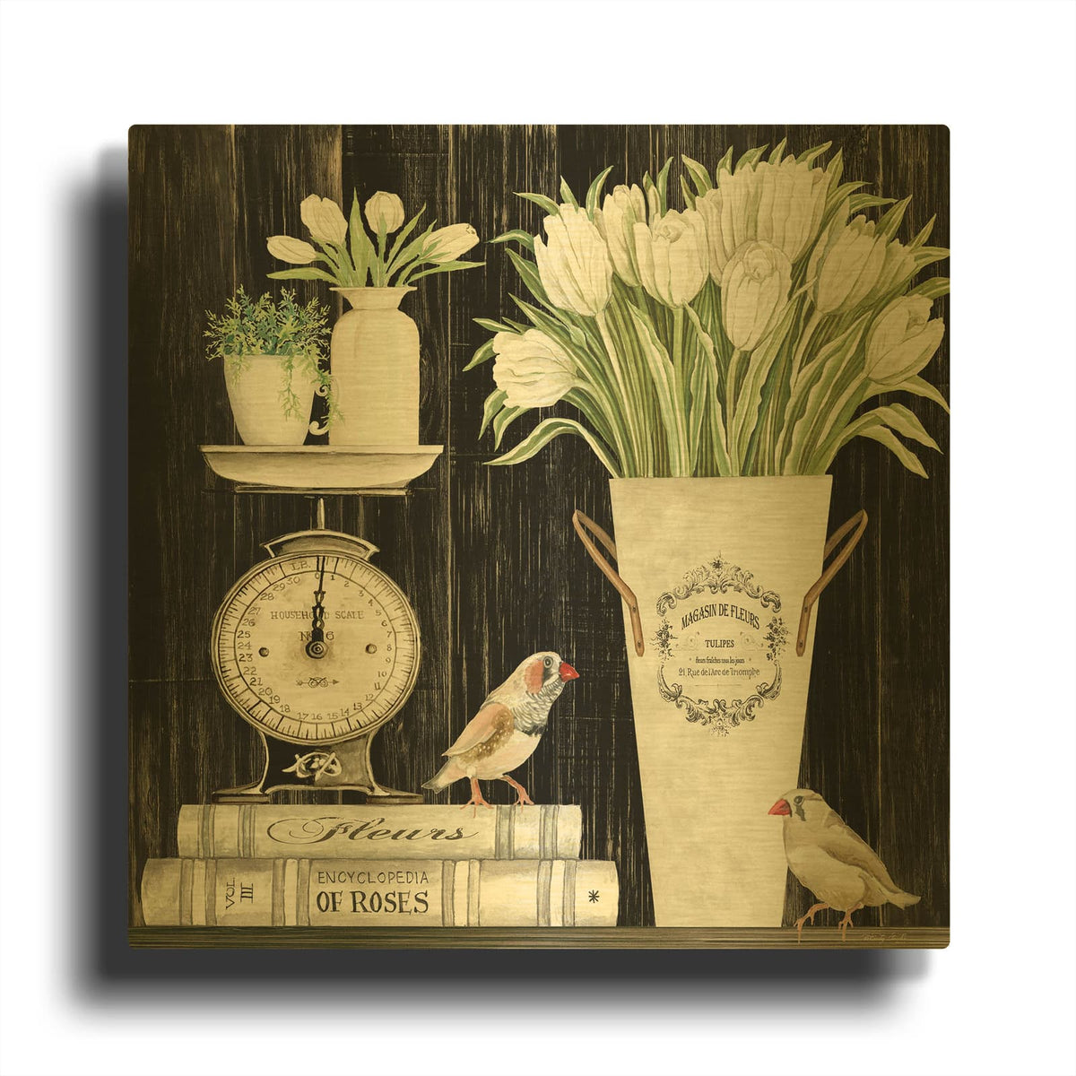 'Tulips and Scales' By Cindy Jacobs Gold Metal Wall Art