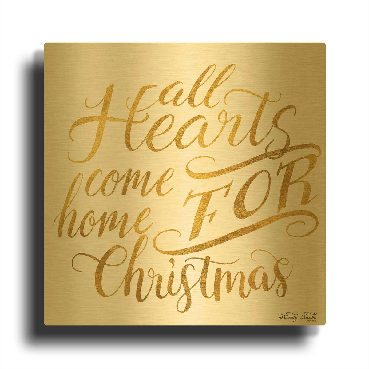 'Come Home for Christmas' By Cindy Jacobs Gold Metal Wall Art