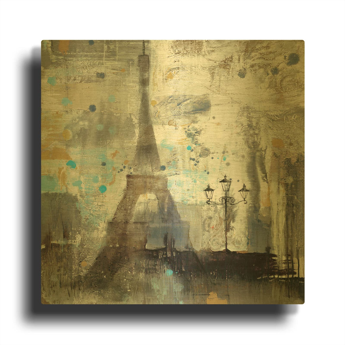 'Eiffel Tower Neutral' By Albena Hristova Gold Metal Wall Art